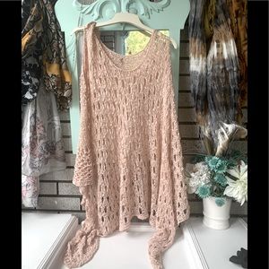 Pink boho poncho/shawl